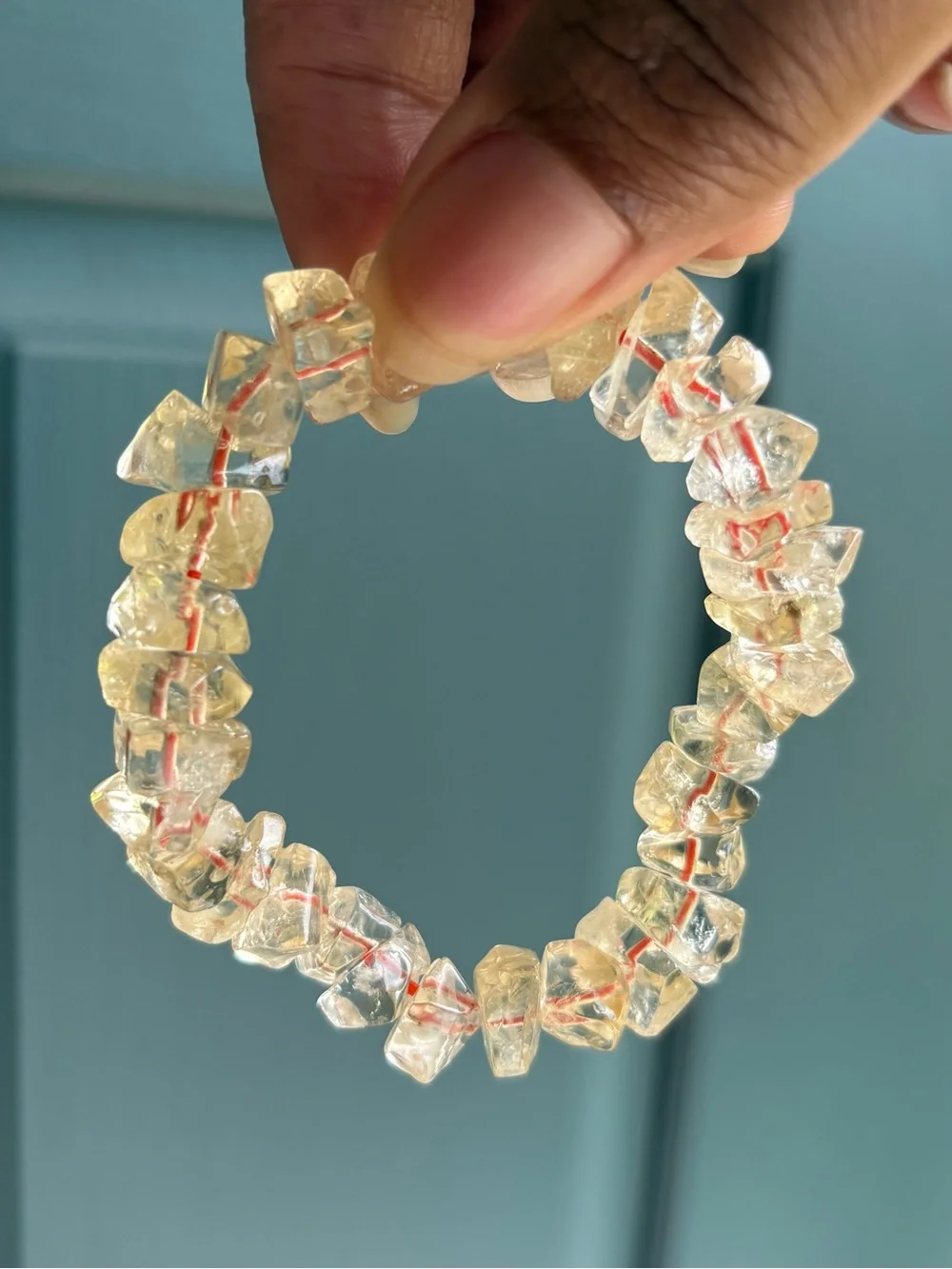 Lemon Citrine Chip Crystal Bracelet 9-10mm